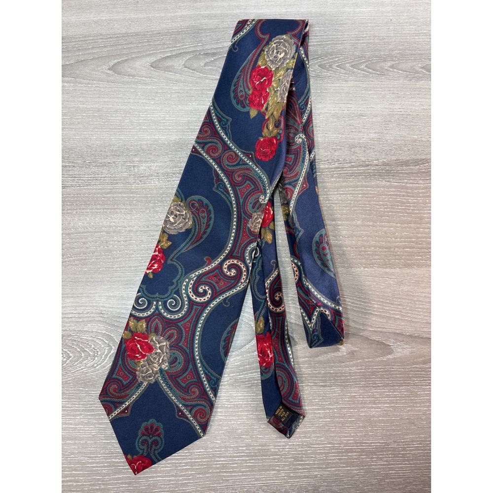 Karl Lagerfeld Silk Tie Blue Paisley Floral Mens Luxury Neckwear‎
